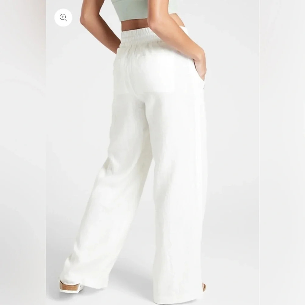 Athleta Cabo Linen Wide Leg Pant White - Picture 2 of 7